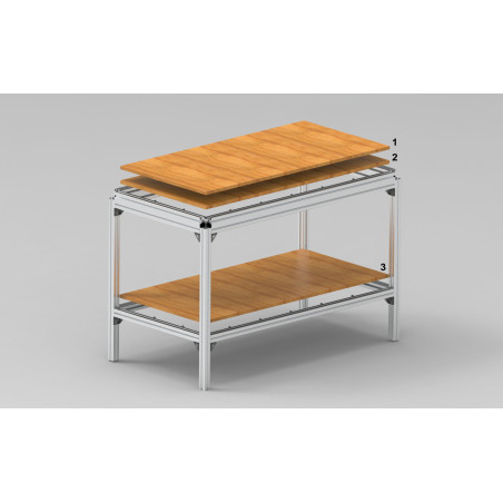 Für die Arbeitsplatten können MDF-, Siebdruck- oder Leimholzplatten verwendet werden.