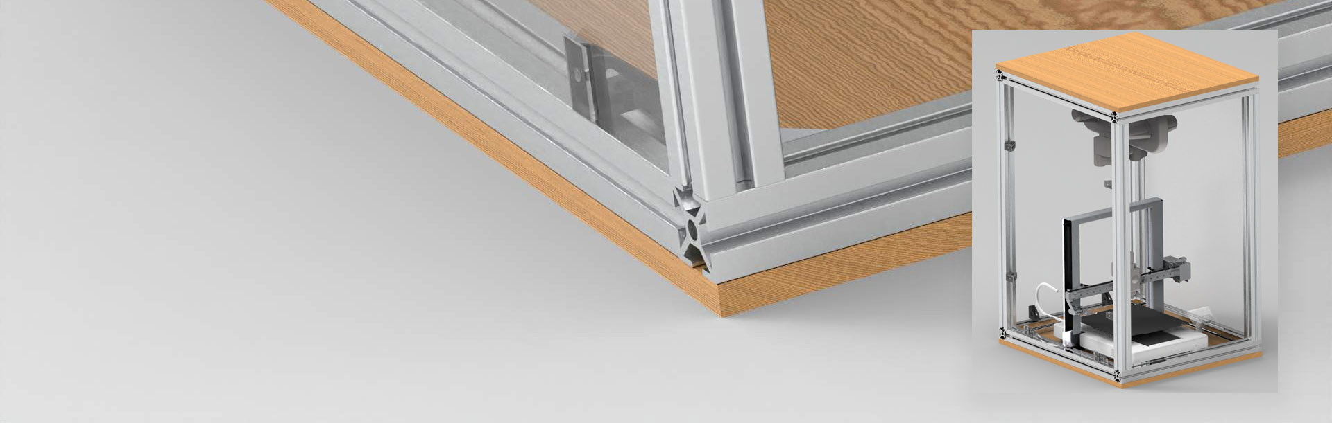 Gehäuse aus Aluminium und Acryglas für den 3D-Drucker